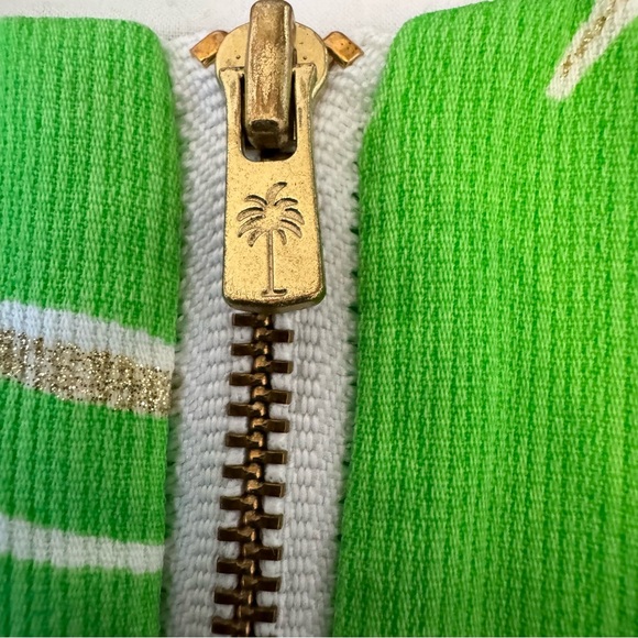 Lilly Pulitzer Tate Skirt Resort White Stinger Bee Gold Glitter Size 0 Green - Picture 5 of 12